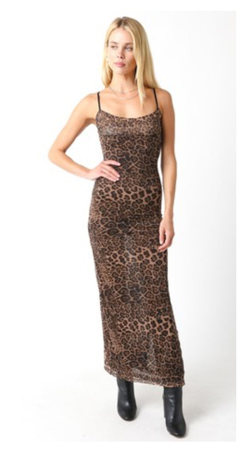 Olivia Mesh Leopard Lining Dress