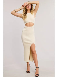 Stasi Midi-Long Bodycon Dress With Cutout Waist