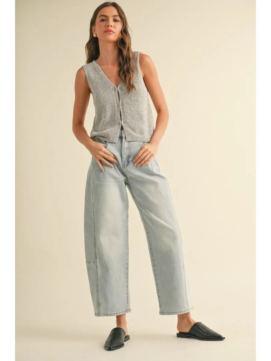 Loose Fit Barrel Denim Pants