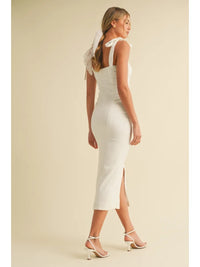 Stretch Linen Button Detailed Front Slit Midi