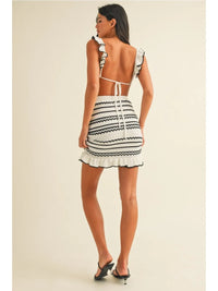 Ruffle Sweater Bralette Top and Skirt Set