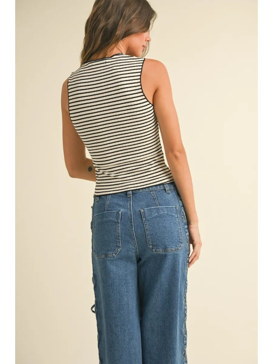 Striped Knitted Top with Merrow End