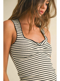 Striped Knitted Top with Merrow End