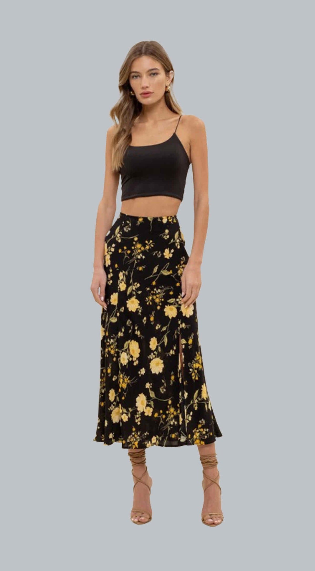 Black floral skirt