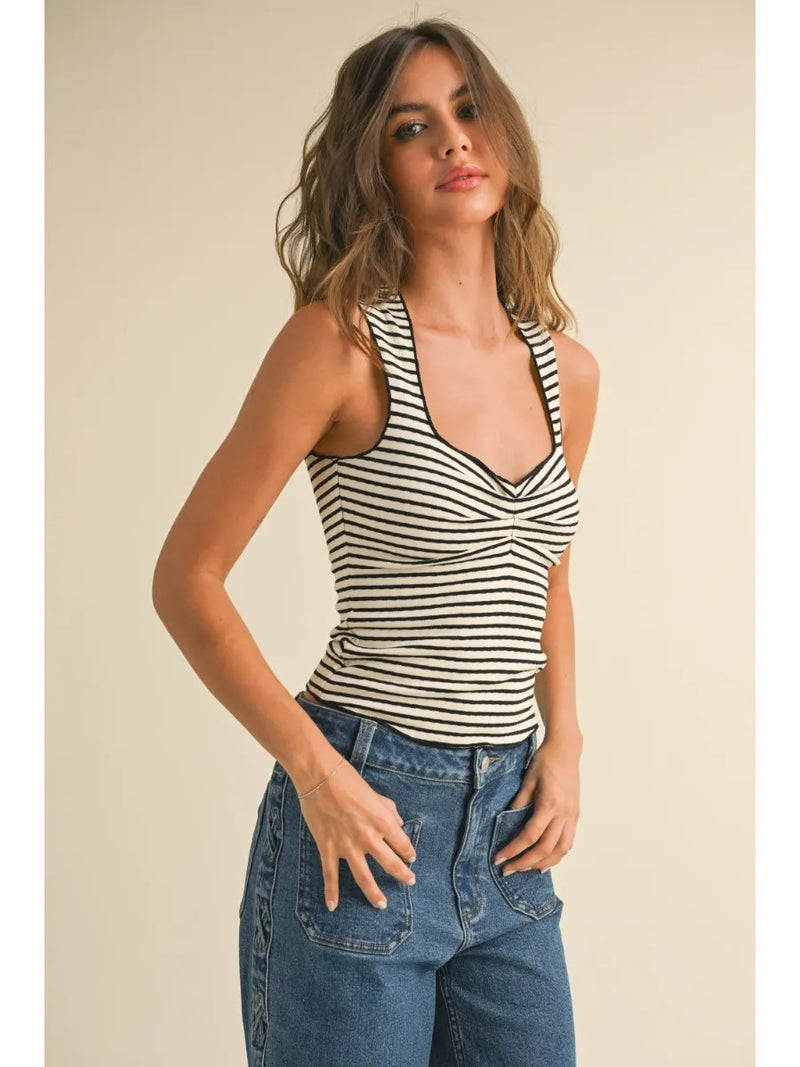 Striped Knitted Top with Merrow End
