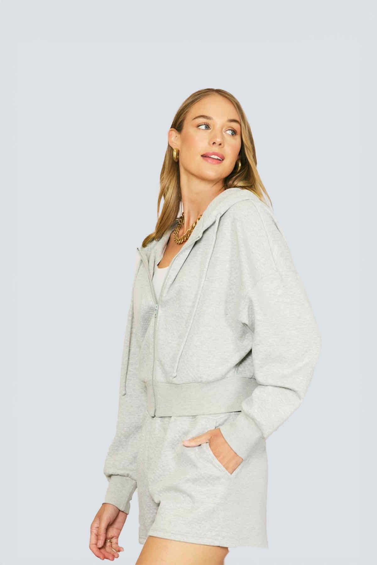 Emi zip hoodie sweater and shorts set