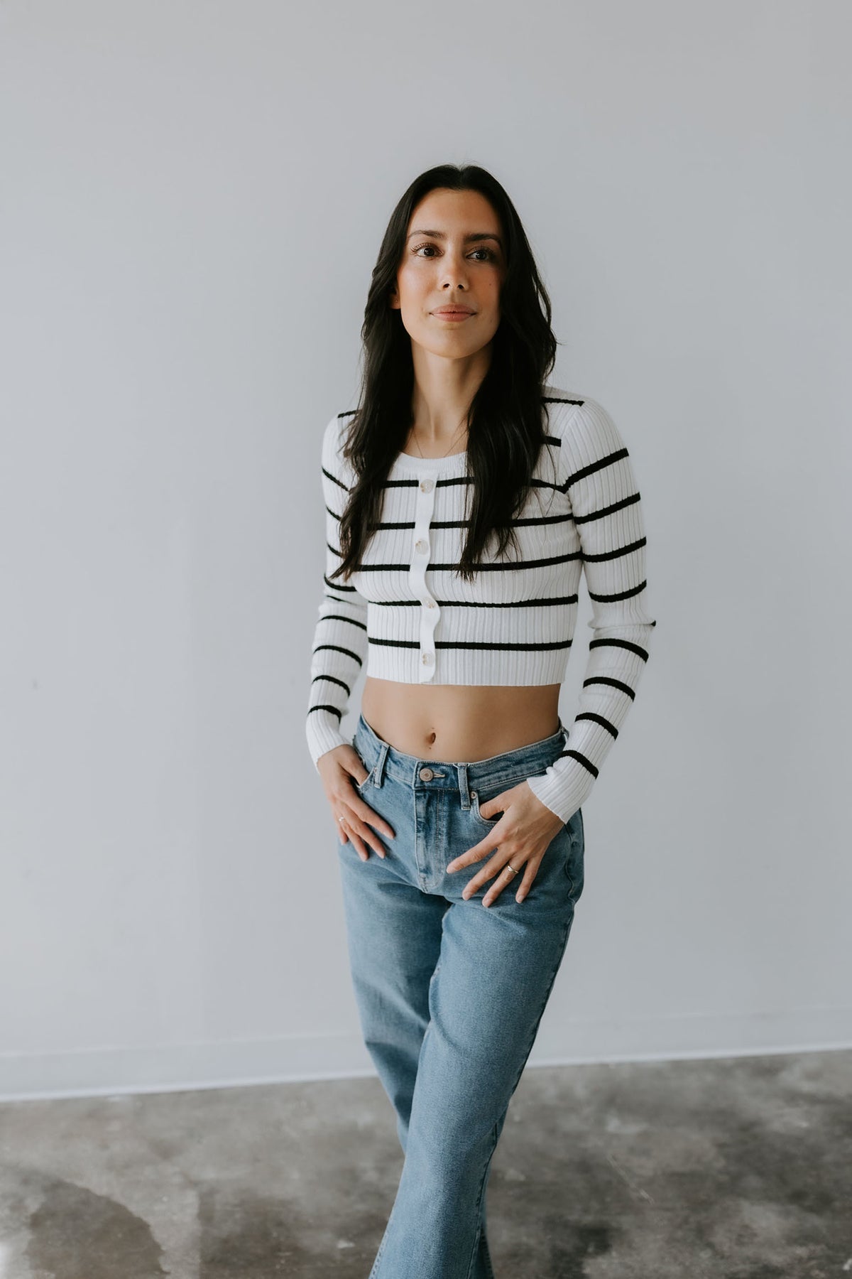 White stripe crop top