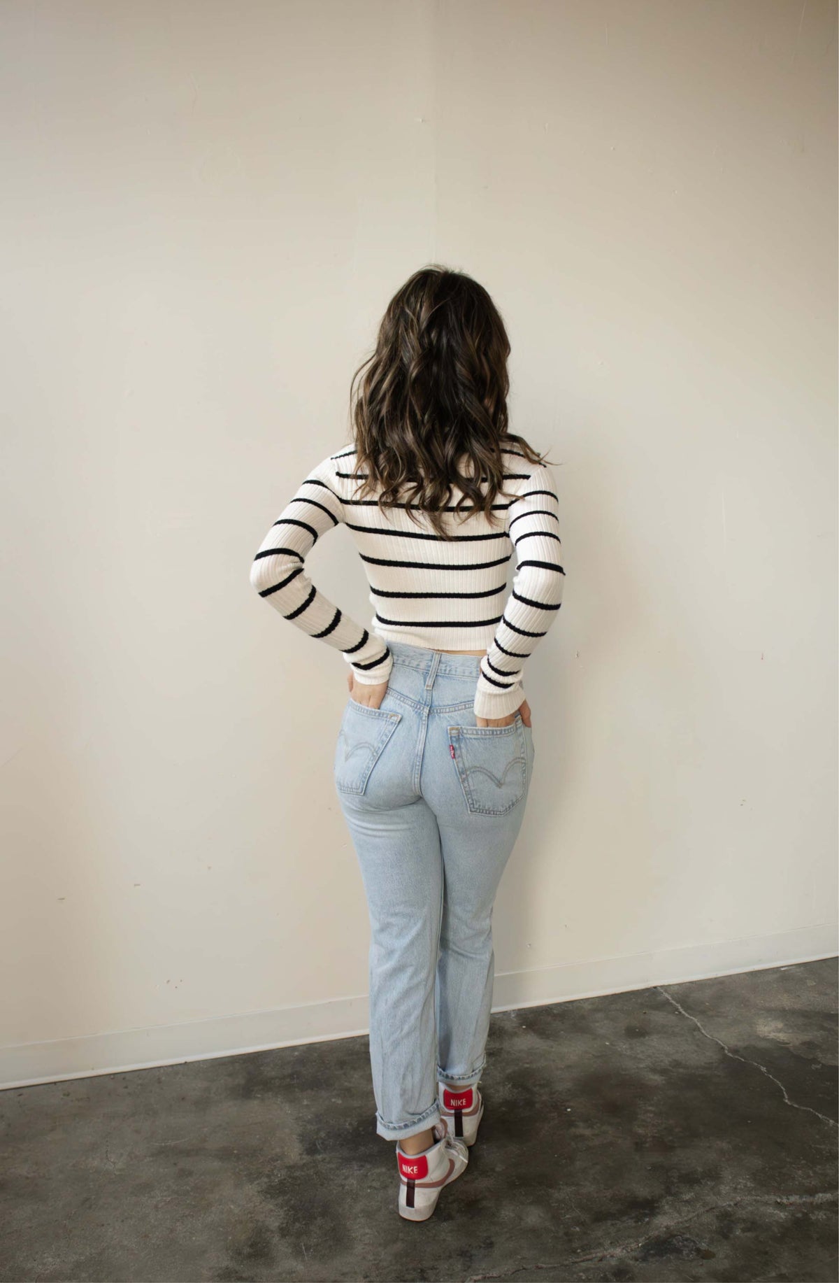 White stripe crop top