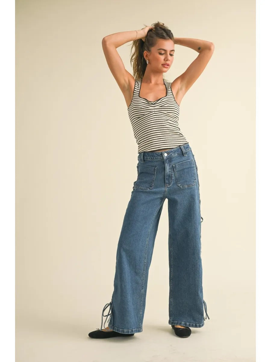 Striped Knitted Top with Merrow End